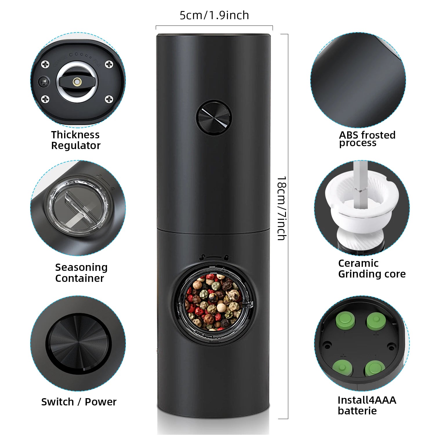 One-Hand Electric Salt & Pepper Grinder for Everyday Cooking