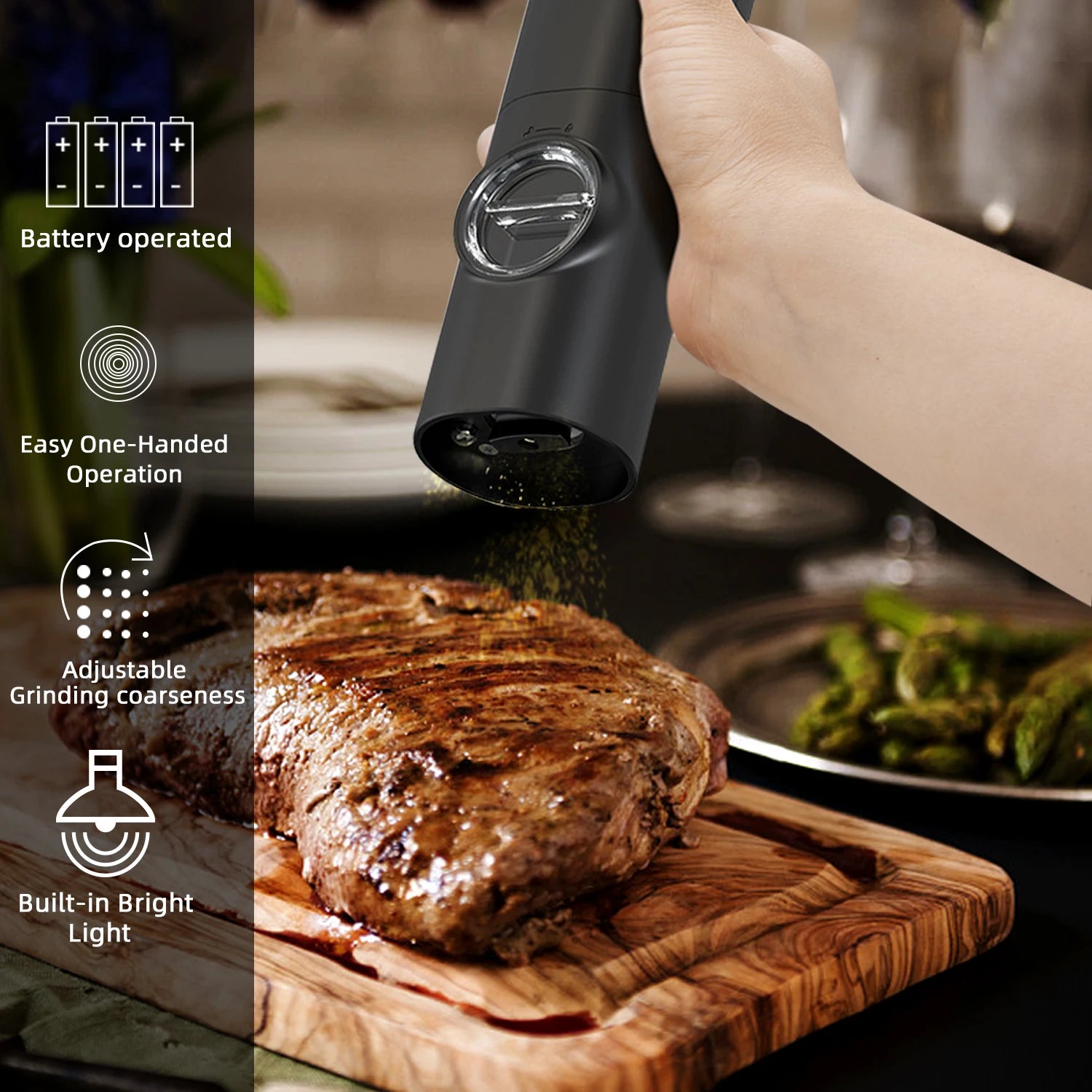 One-Hand Electric Salt & Pepper Grinder for Everyday Cooking
